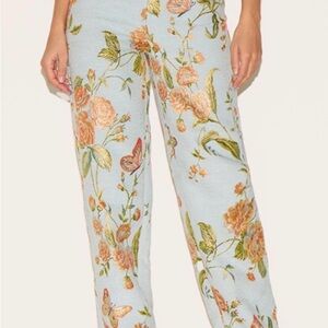 PrettyLittleThing Floral Print Pants - Blue and Orange